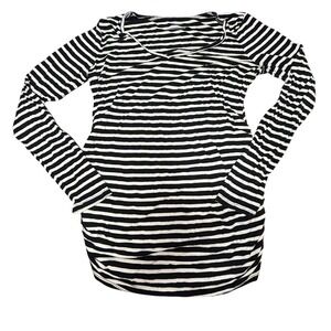 Motherhood Maternity Mini Dress Striped Black‎ White Long Sleeve